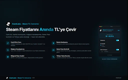 4zamLabs Steam TL Converter – Real-time Price Tracker & Deals - Screenshot 1