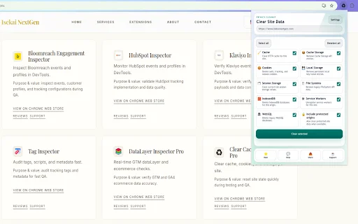 Site Data Cleaner: Clear Cache & Cookies in One Click - Screenshot 1